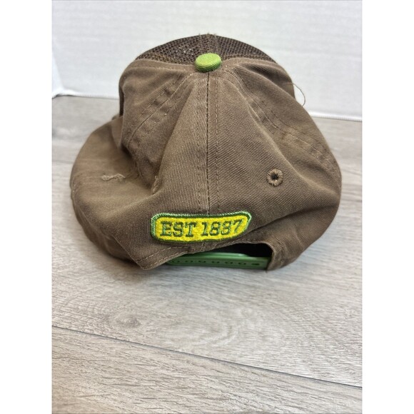 John Deere Distressed Brown Cap With Green Bill Snapback Hat Country Farm - Picture 5 of 10